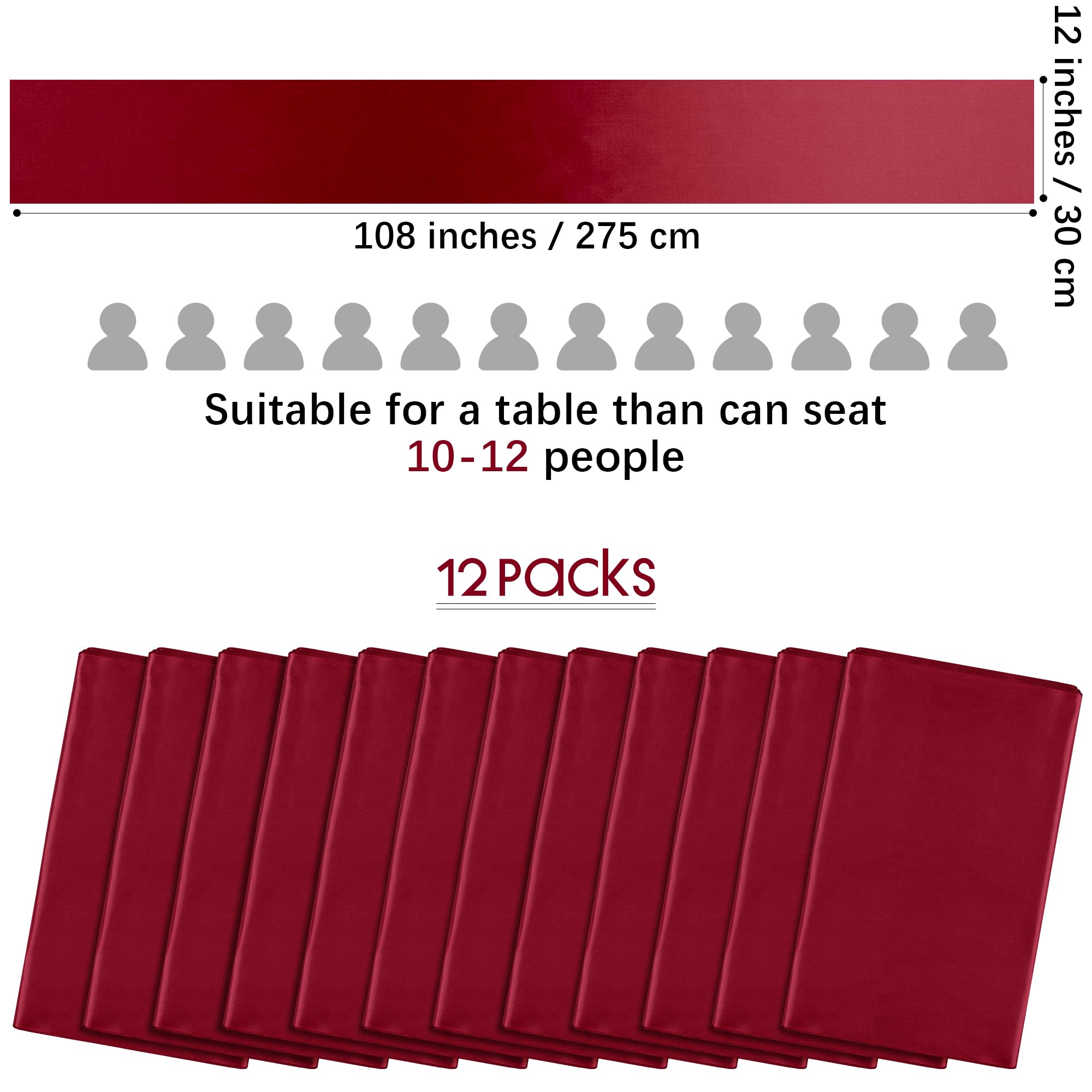 Aneco burgundy satin runner decorates a wedding banquet setup