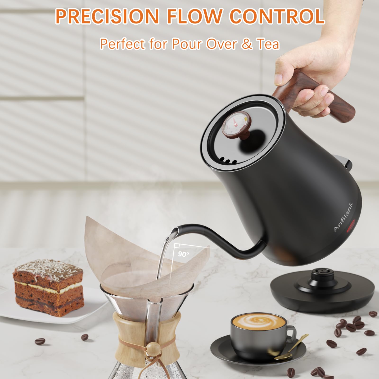 Compact 0.8L Anfilank kettle fits small kitchens and desks