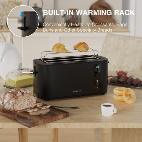 Anfilank toaster presets: bagel, defrost, and cancel in action