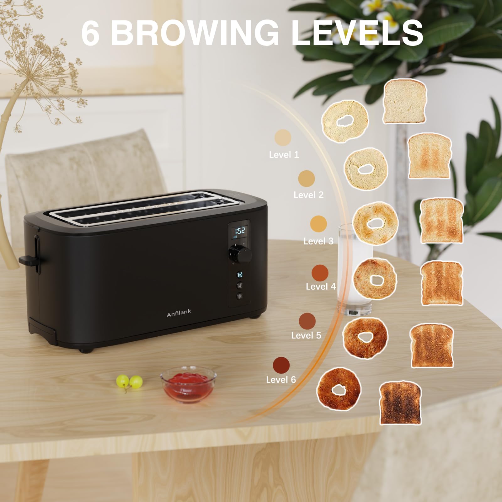 Anfilank toaster LED countdown timer display in use