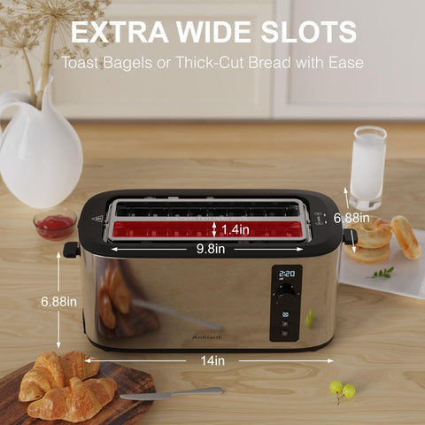 Anfilank toaster showing countdown timer and LED browning display.