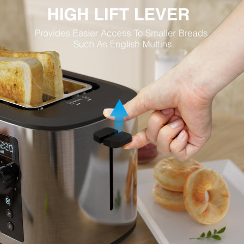 Anfilank stainless steel toaster body for a modern kitchen look.