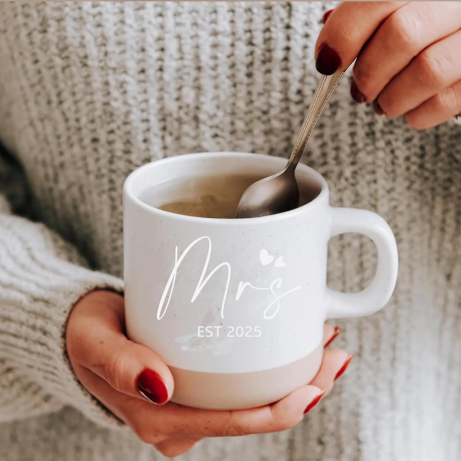 Anforsun Mr and Mrs mugs with spoons and coasters included.