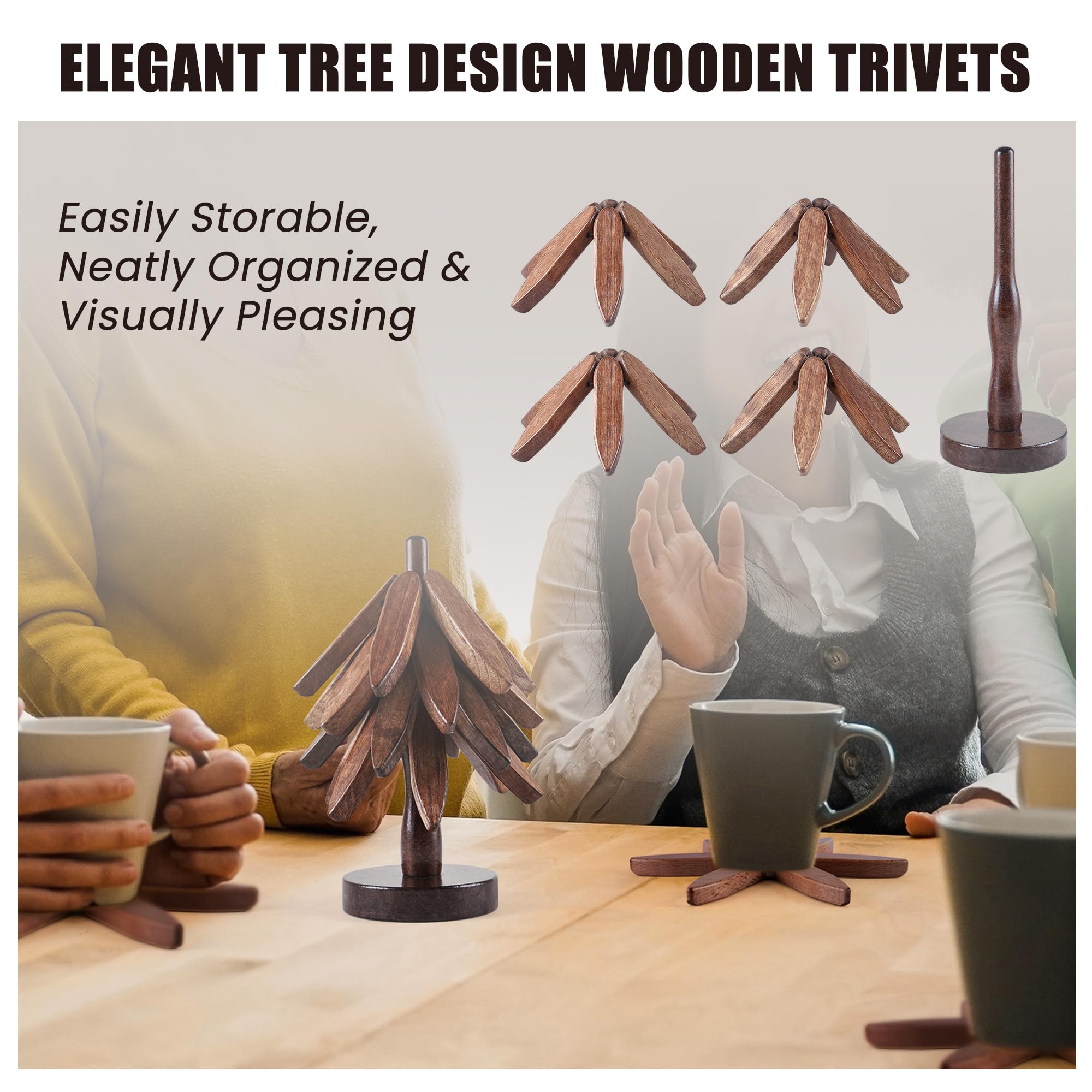 Anfrere wooden trivet set on table during gatherings.