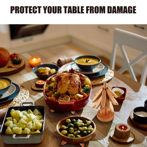 Anfrere trivet protecting marble countertop from hot pot.
