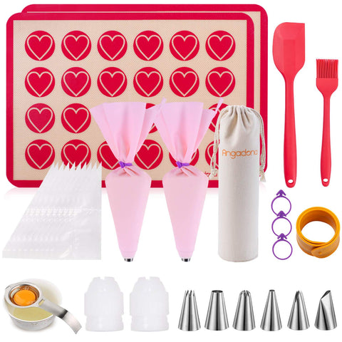 Angadona Macaron Baking Mat Kit full set for easy, mess-free decorating and baking.