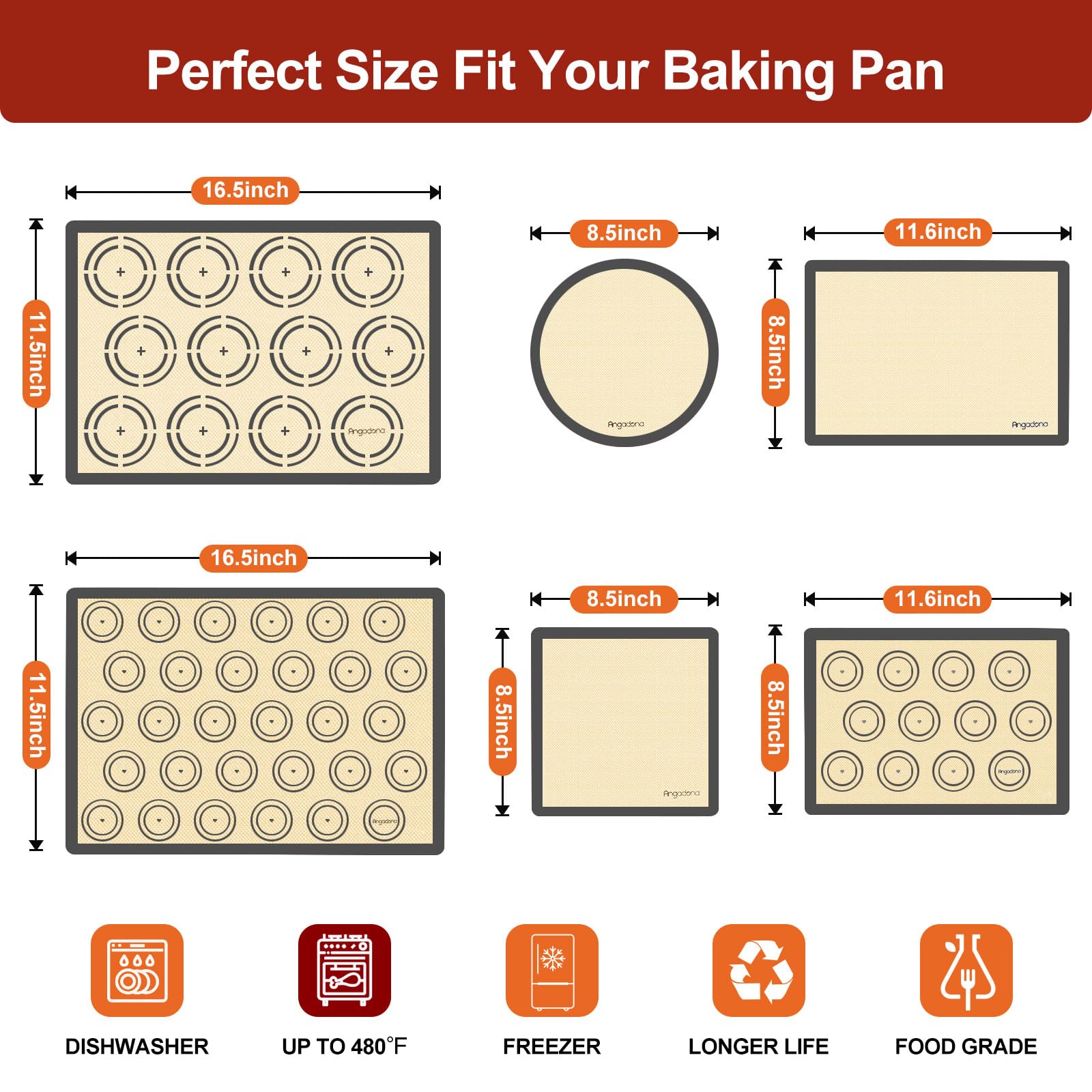 Angadona oven-safe reusable silicone mat ready for high-heat baking