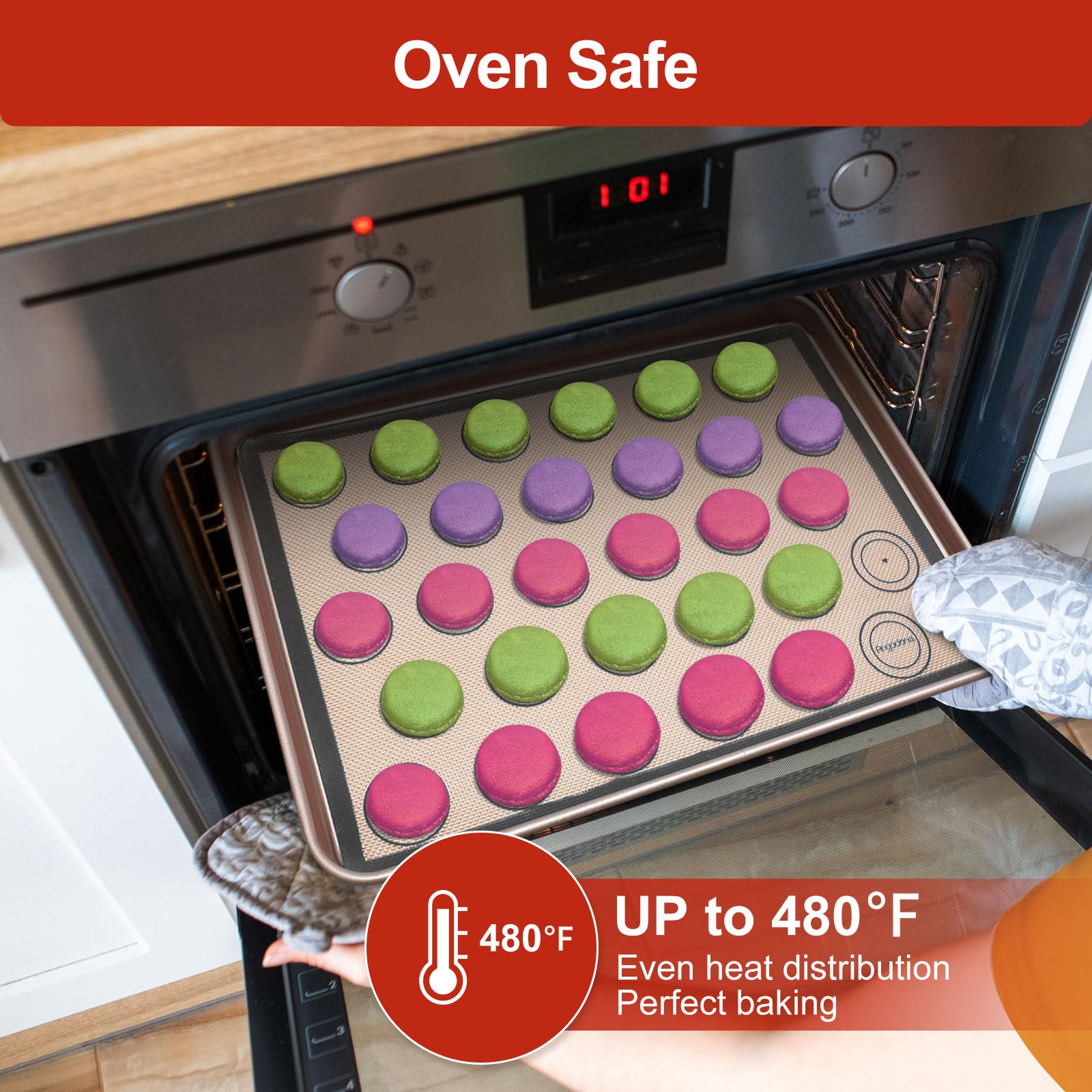 Angadona pastry board setup with mats for rolling dough and macarons