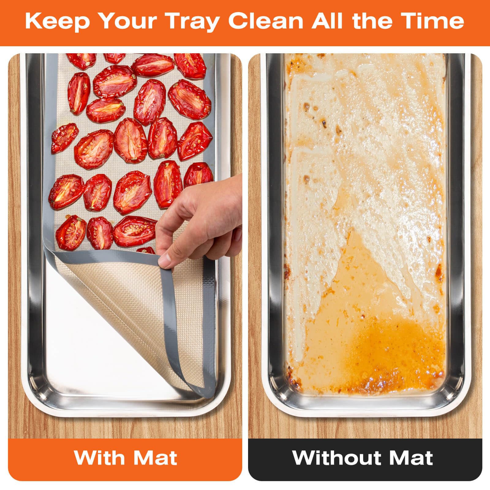 Angadona mat fits Harvest Right Small trays, keeping them clean and reusable after freeze-drying.
