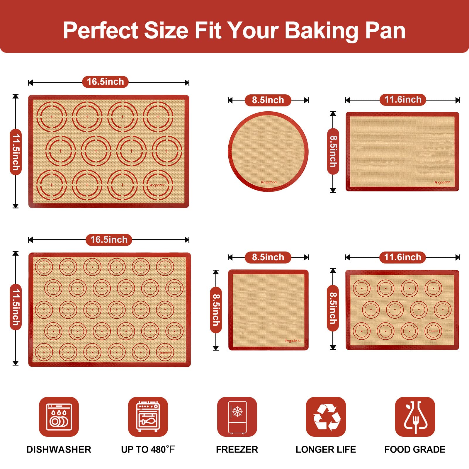 Angadona silicone mats are top-rack dishwasher safe for quick cleanup.