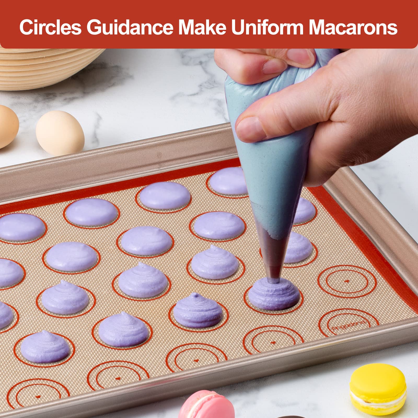 Angadona dough-rolling mat provides smooth surface for pastry work.