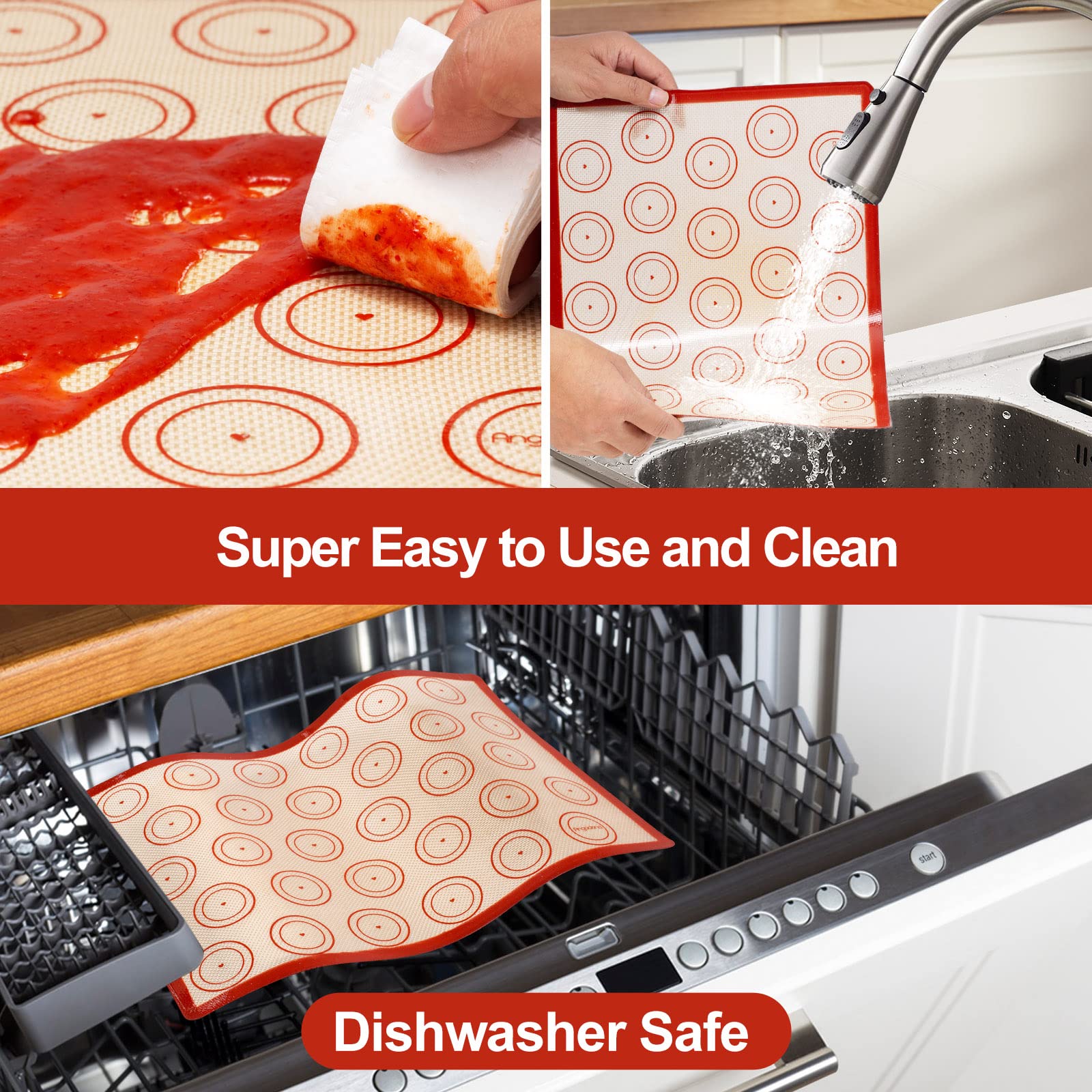 Angadona silicone baking mats set, quarter sheet size, ideal for small batches.