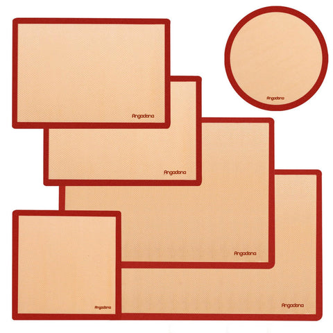 Angadona silicone baking mats set of 6 on counter, versatile non-stick prep.