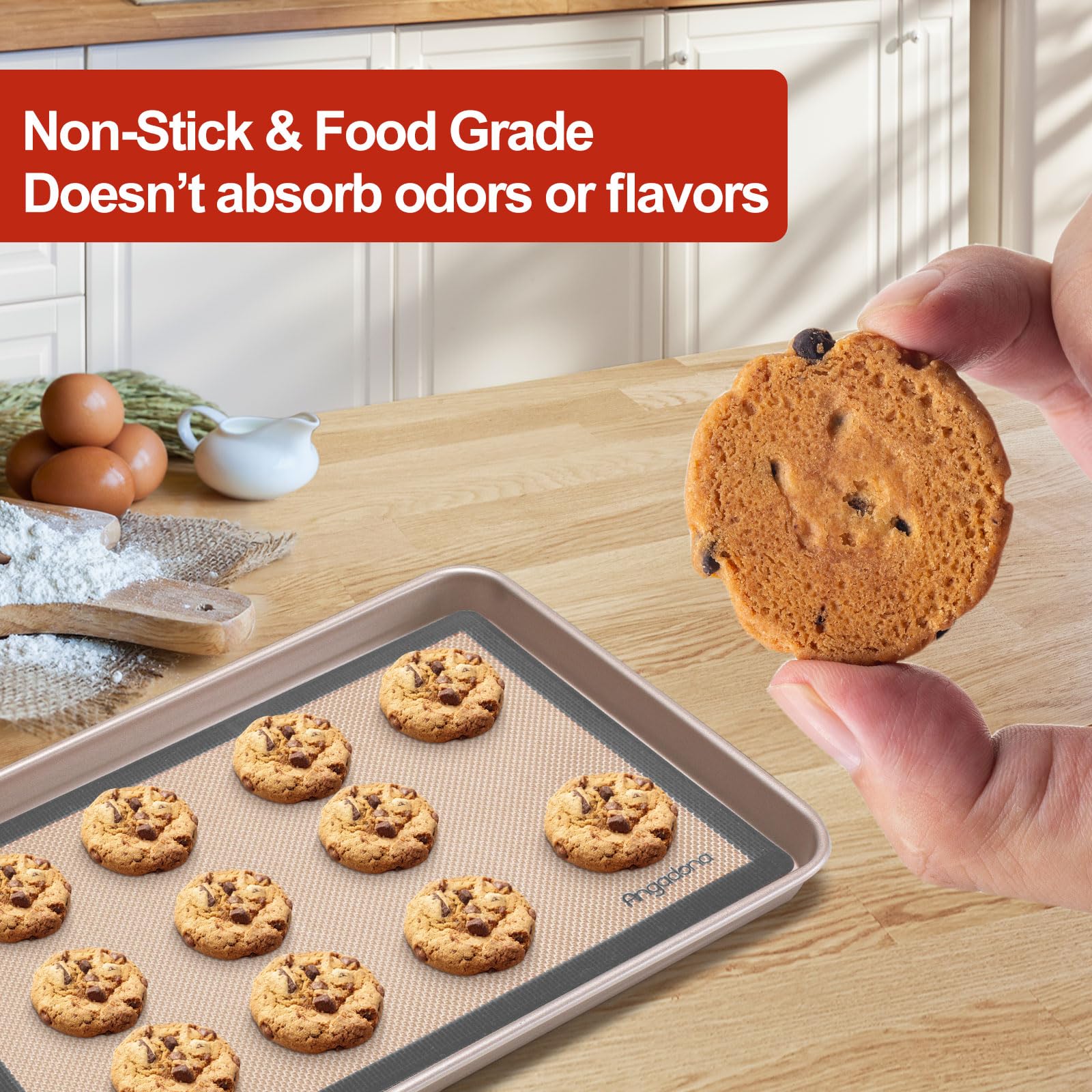 Angadona square baking mat 8-5-by-8-5-inch for uniform dough rolling