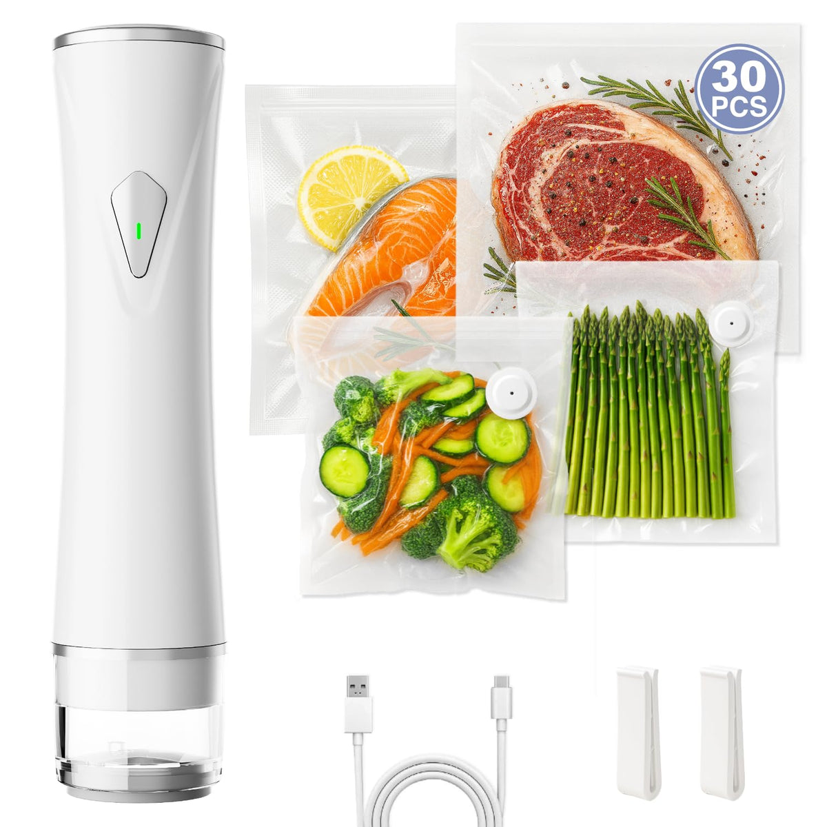 ANGDAOBIA compact vacuum sealer front view, space-saving kitchen essential for quick sealing.