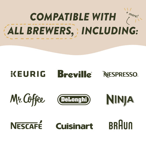 Kitchen counter with Angelino's Coffee Descaler showing universal compatibility.