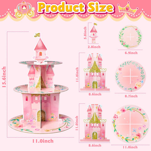 ANGOLIO princess cupcake trays set provides sturdy layers for easy cupcake organization.