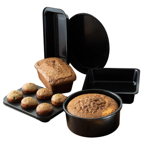 ANGORA BRANDS 5-piece baking set overview: versatile bakeware for cookies and casseroles.