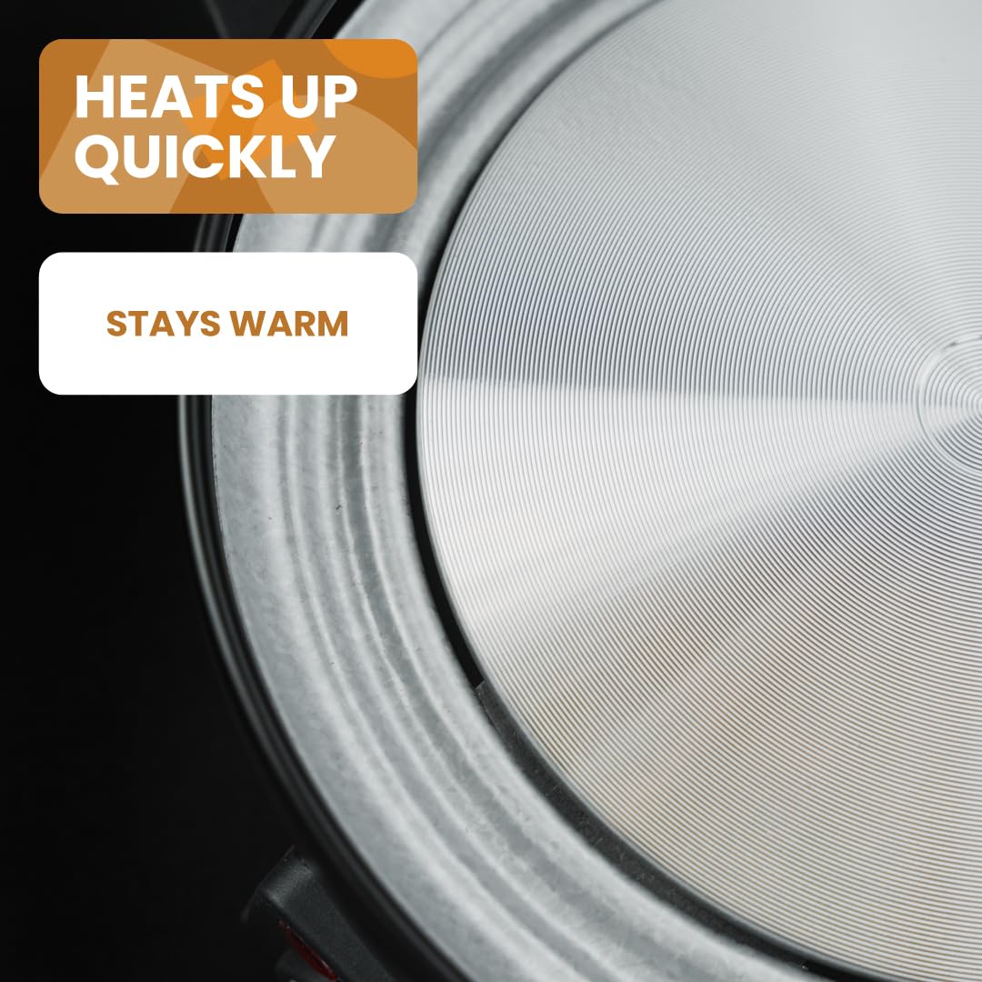 Angora Brands black base and cool-touch handle for easy carrying