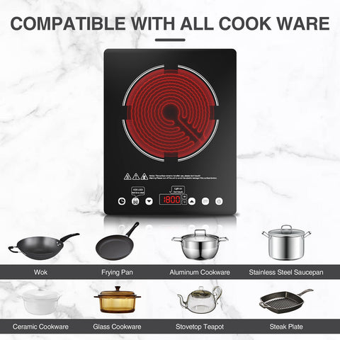 ANHANE non-slip base keeps the cooktop steady during use.
