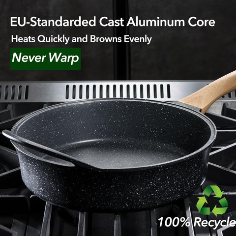 AnimoZest 12-inch pan with Swiss granite coating delivers stellar nonstick performance.