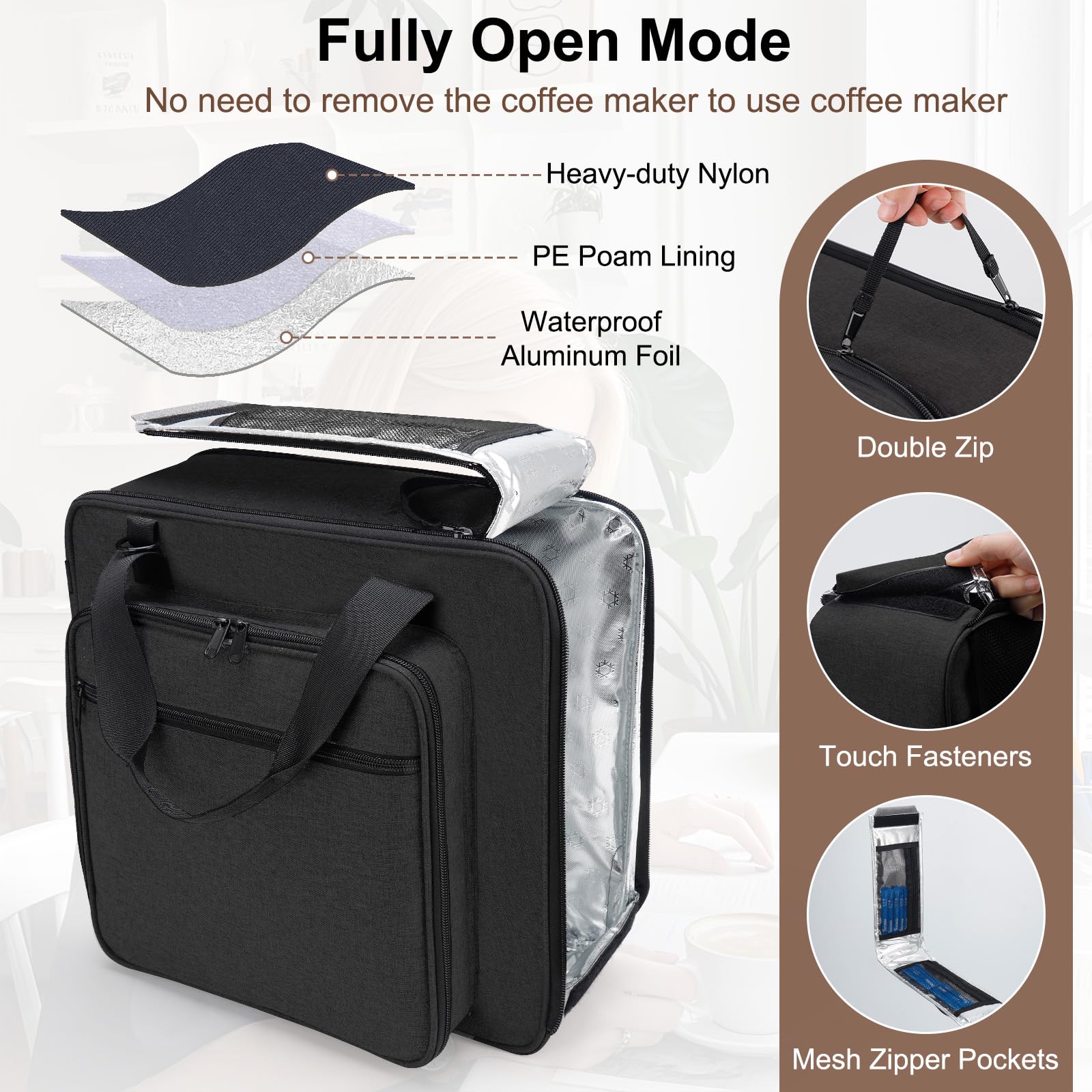 Anitor travel bag for Keurig K-Express secures compact brewer during transit
