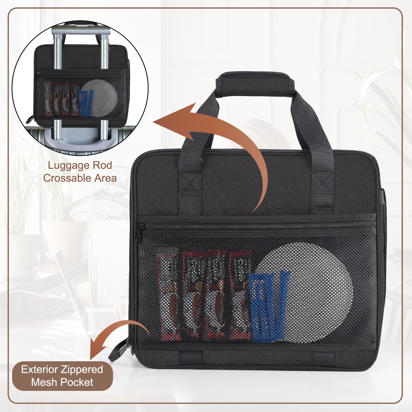 Anitor luggage-trolley pass-through keeps the bag secure on wheels