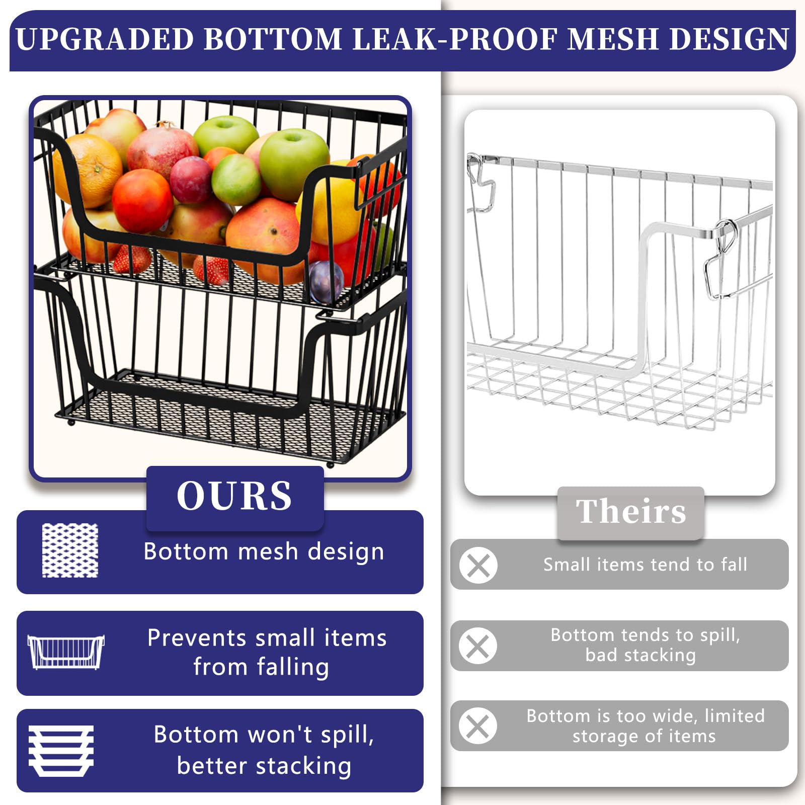 ANJUBAN bottom mesh design basket keeps small items contained and ventilated.