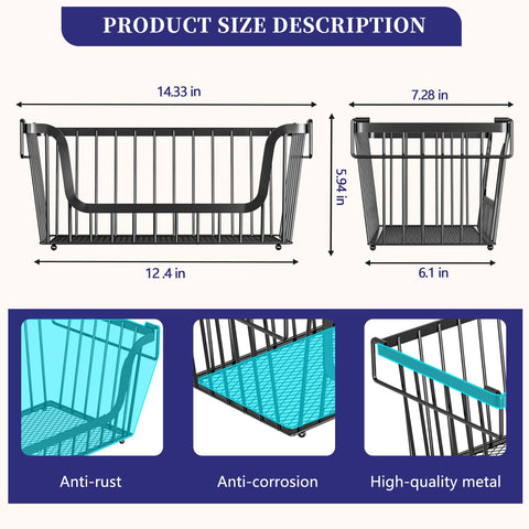 ANJUBAN 4-pack large opening basket facilitates fast item access and organization.