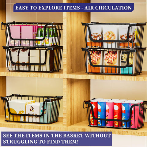 ANJUBAN 4-pack on-shelf storage demonstration on a sturdy pantry shelf.