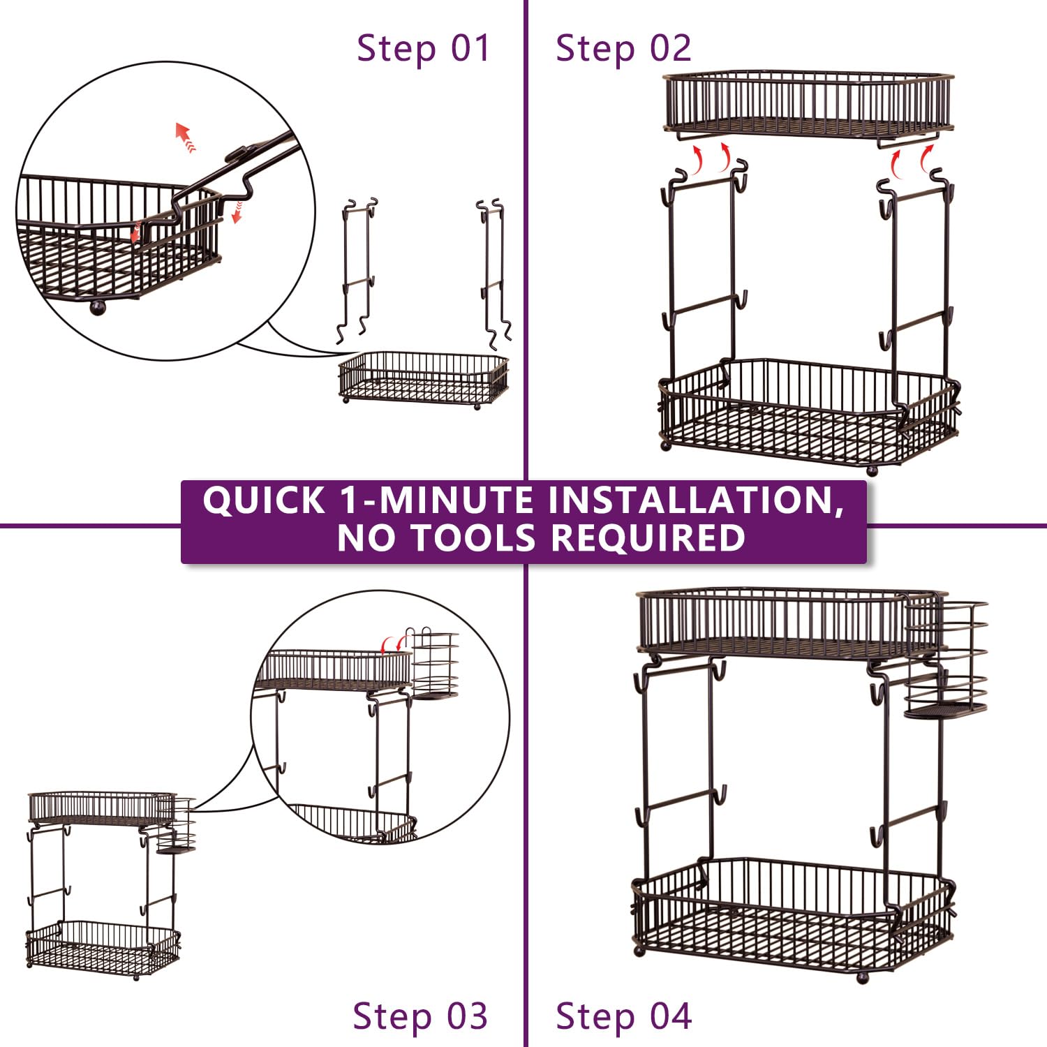 ANJUBAN easy tool-free setup for quick countertop arrangement.