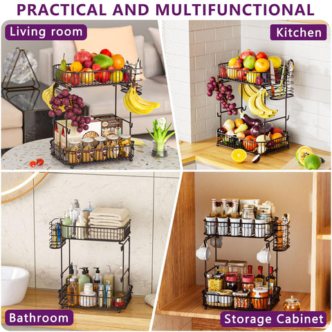 ANJUBAN multi-use rack holds snacks, fruit, and small items across rooms.