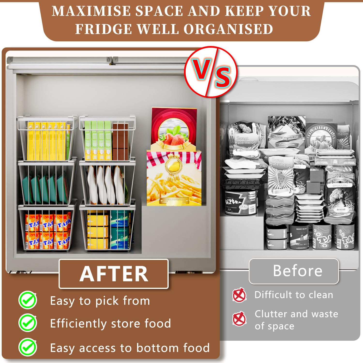 ANJUBAN multipurpose freezer organizer suitable for cabinets and laundry.