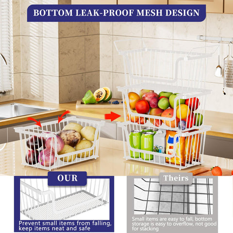 ANJUBAN white pantry organizers on a shelf for easy access