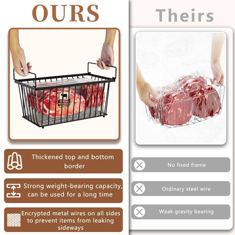 ANJUBAN thickened-frame freezer bins provide sturdy support for stacked organization.