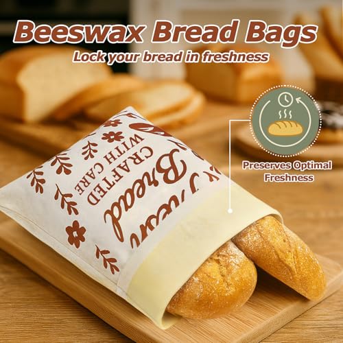 ANKEWY bread bags with artisan loaf scene showing roomy 13x17 fit.