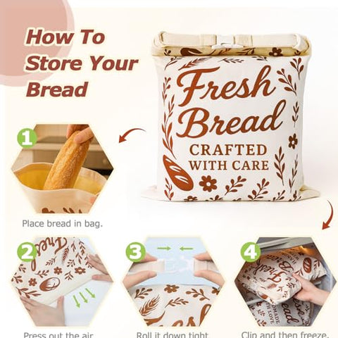 ANKEWY beeswax bread bags for freezer storage protecting bread aromas.