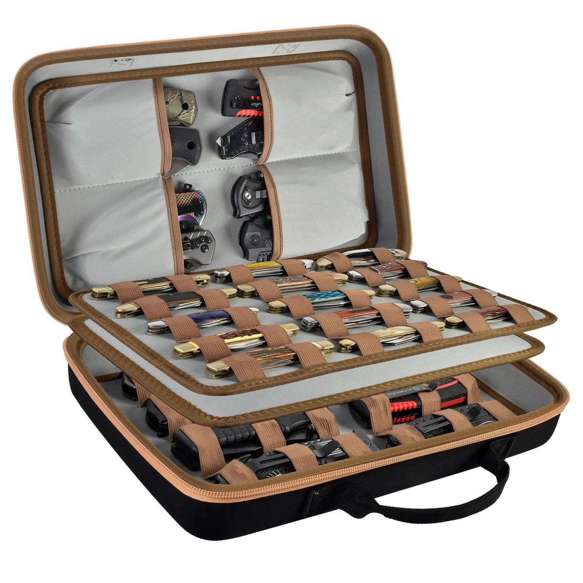 ANKHOH knife display case with 56+ pockets for organized collection on the go