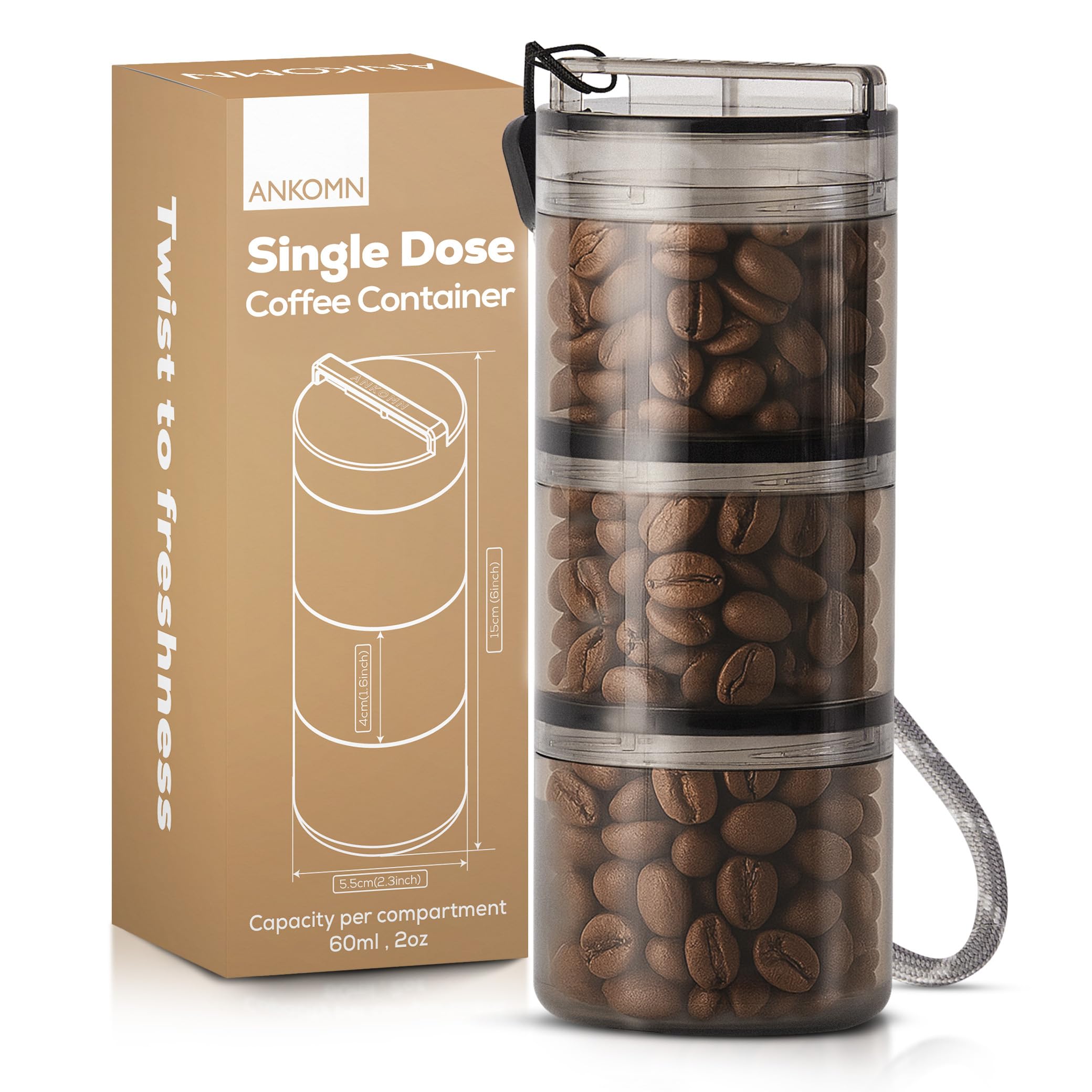 ANKOMN QuarterSeal X7 airtight coffee canister in compact design preserves freshness on the go.