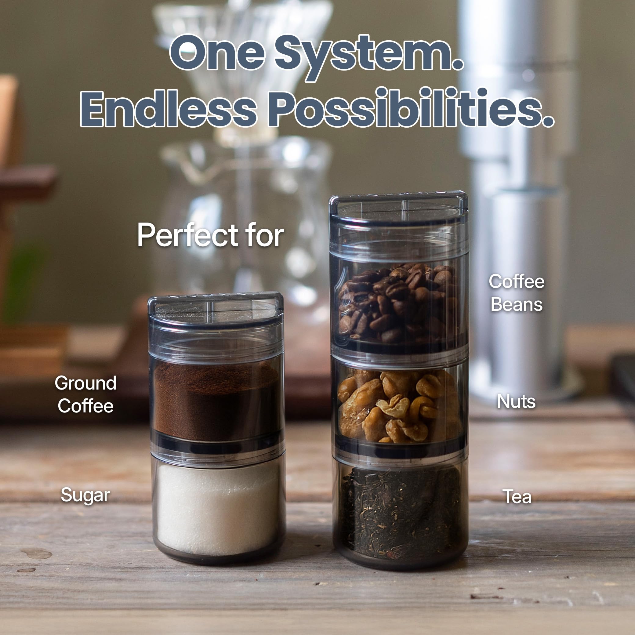 ANKOMN QuarterSeal X7 versatile storage for tea, sugar, nuts, or snacks.