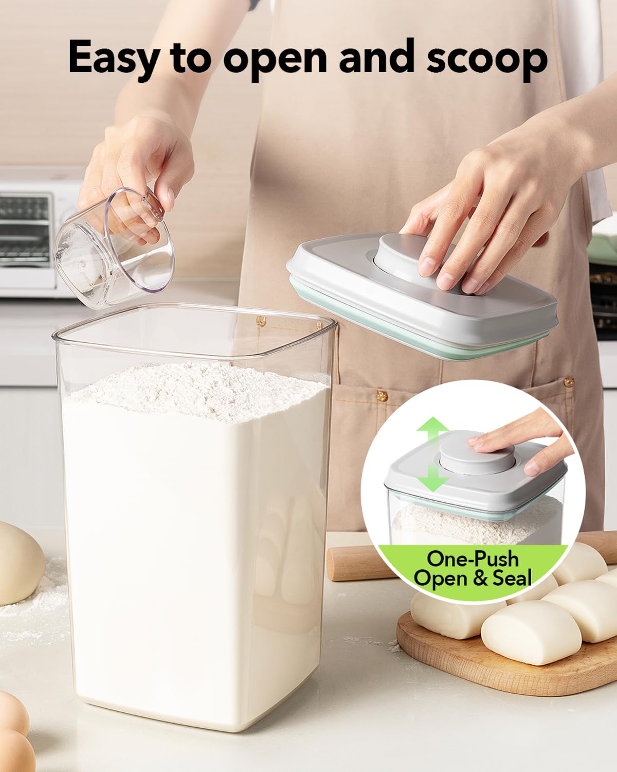 Ankou 4L square container demonstrates durable BPA-free storage for pantry staples.