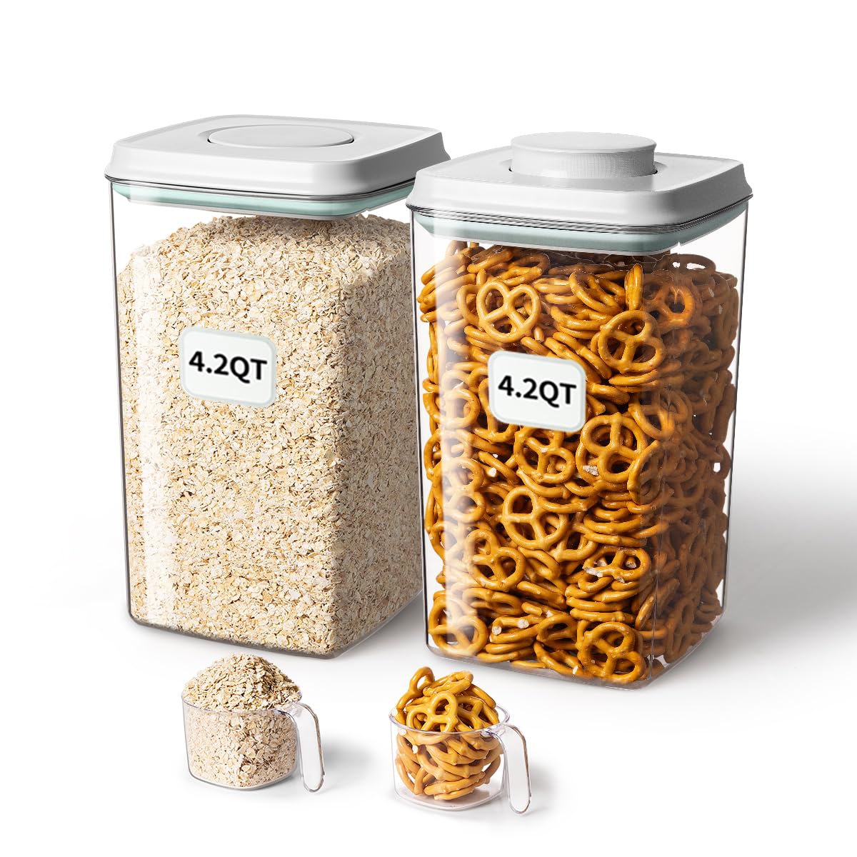 Ankou airtight pop-lid container for cereal freshness and one-handed use.