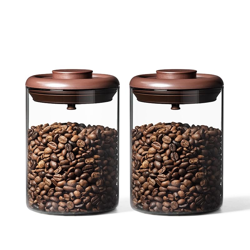 Ankou glass coffee canister with pop lid for quick access.