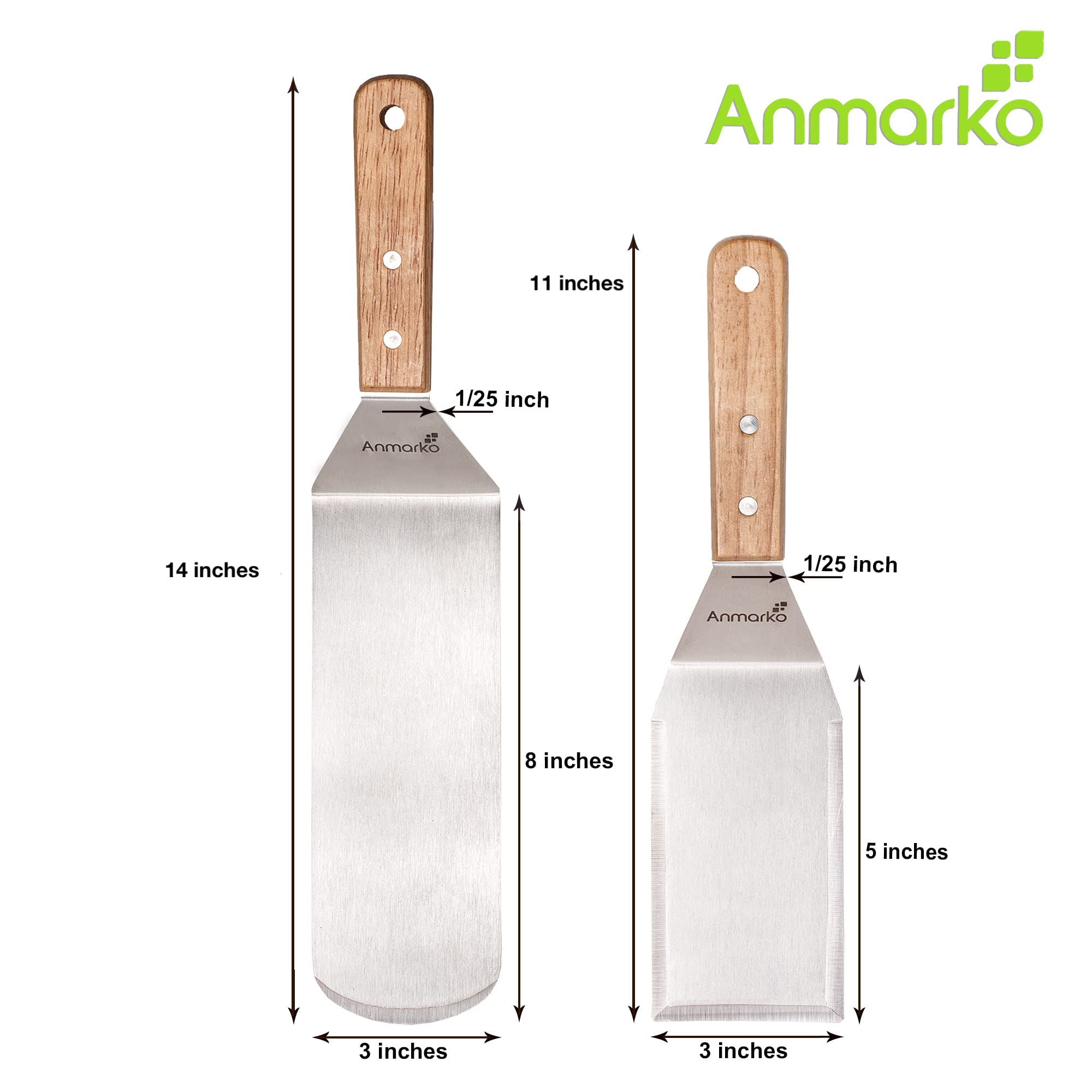 Anmarko griddle scraper with beveled edge cleans griddle tops smoothly and efficiently.