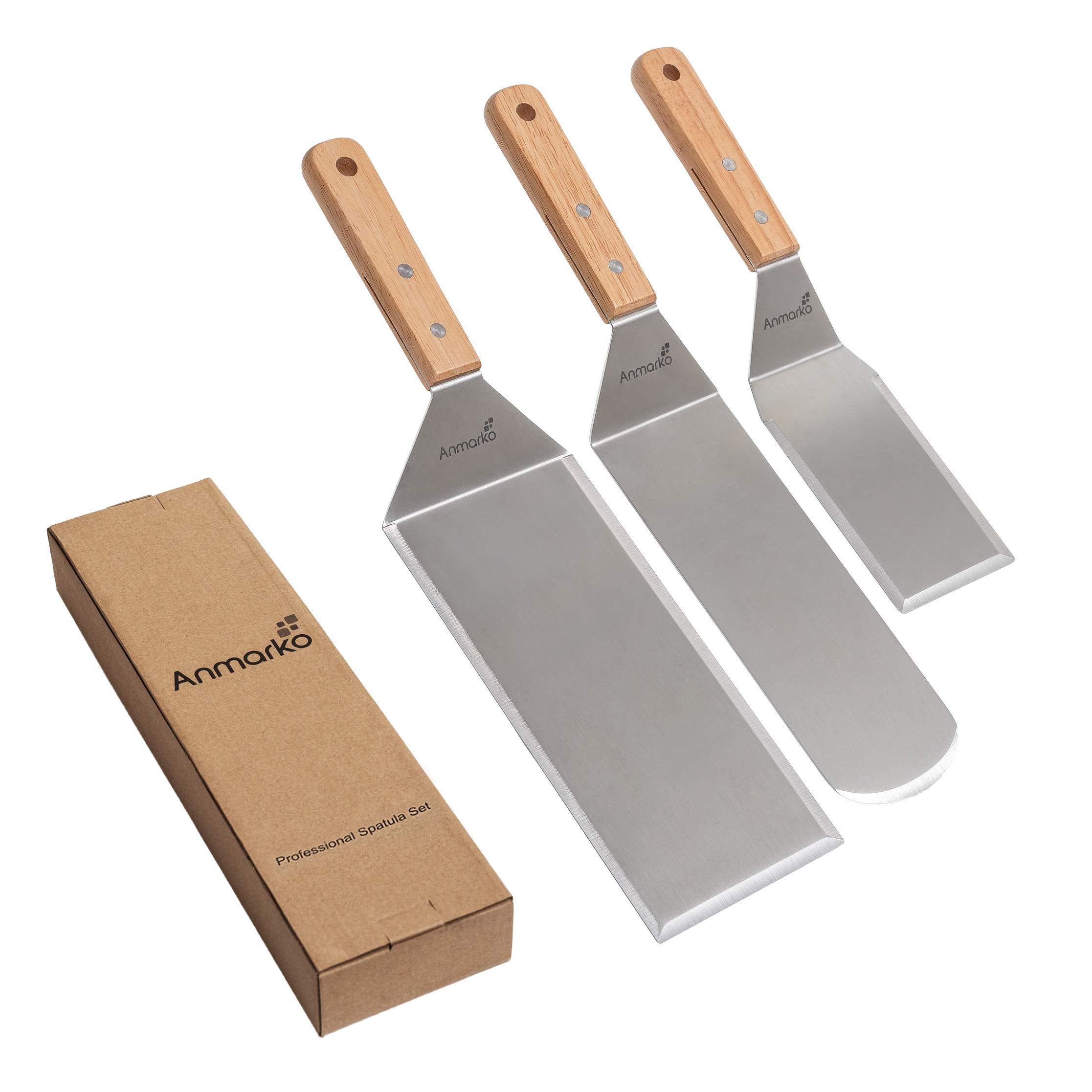 Anmarko hanging-hole spatula set stays organized for easy storage.