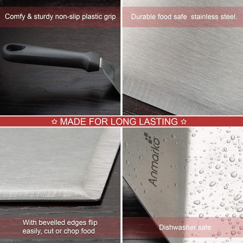 Anmarko metal spatula griddle scraper cleans debris from flat top surfaces