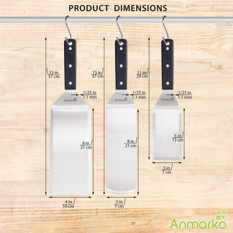 Anmarko outdoor grill spatula set stored easily with hooks.