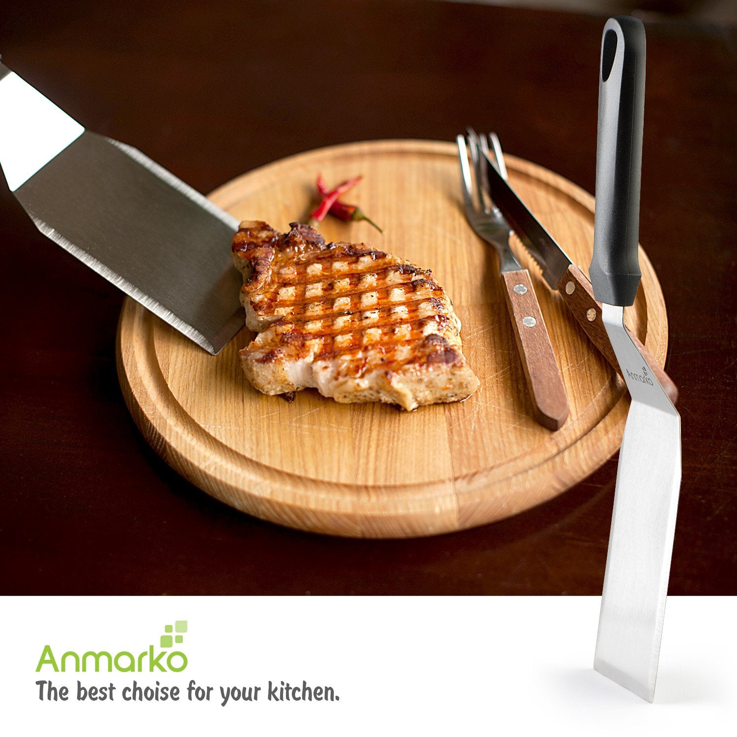 Anmarko spatula cast iron teppanyaki-friendly tool for sizzling meals