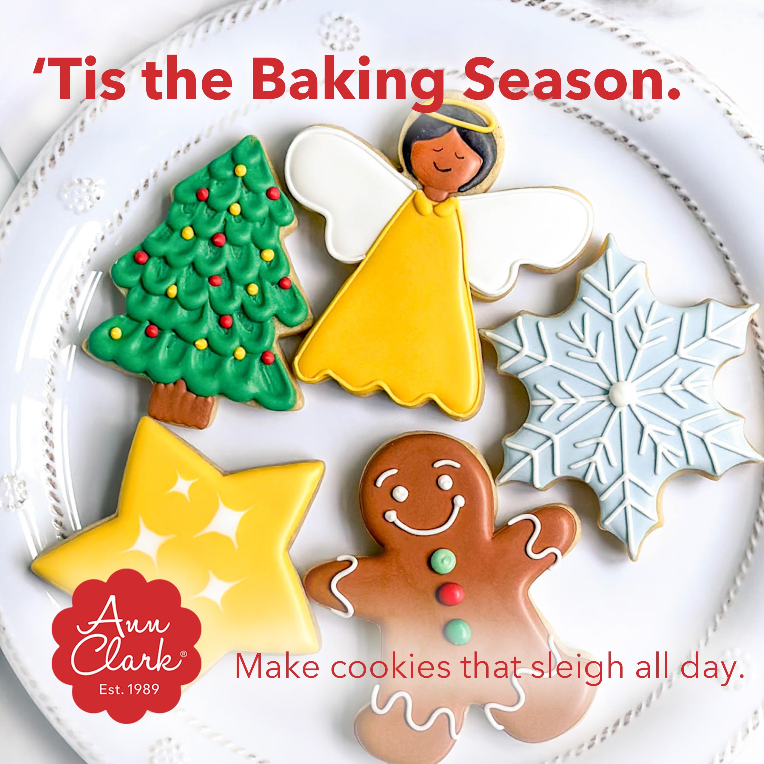Ann Clark Faces of Christmas packaging shows a gift-ready set