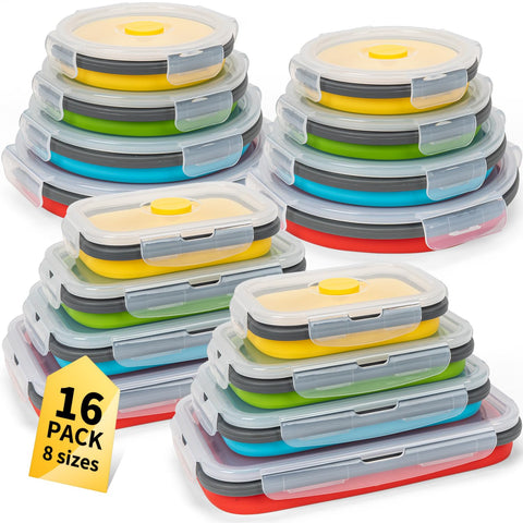 Annaklin collapsible containers in mixed rectangular and round shapes for organized storage.